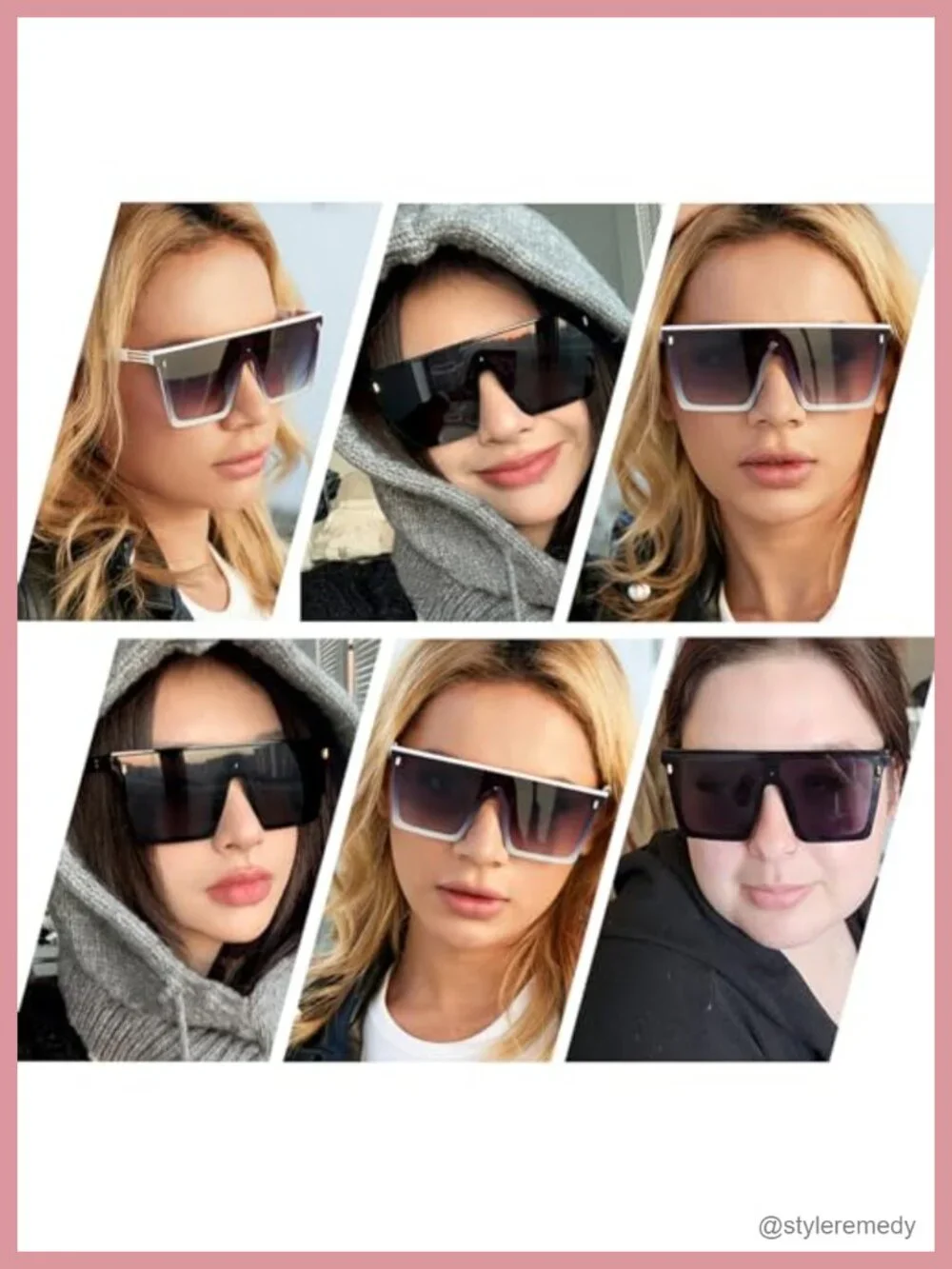 Oversized Square Sunglasses Flat Top Trendy UV400 Protection
